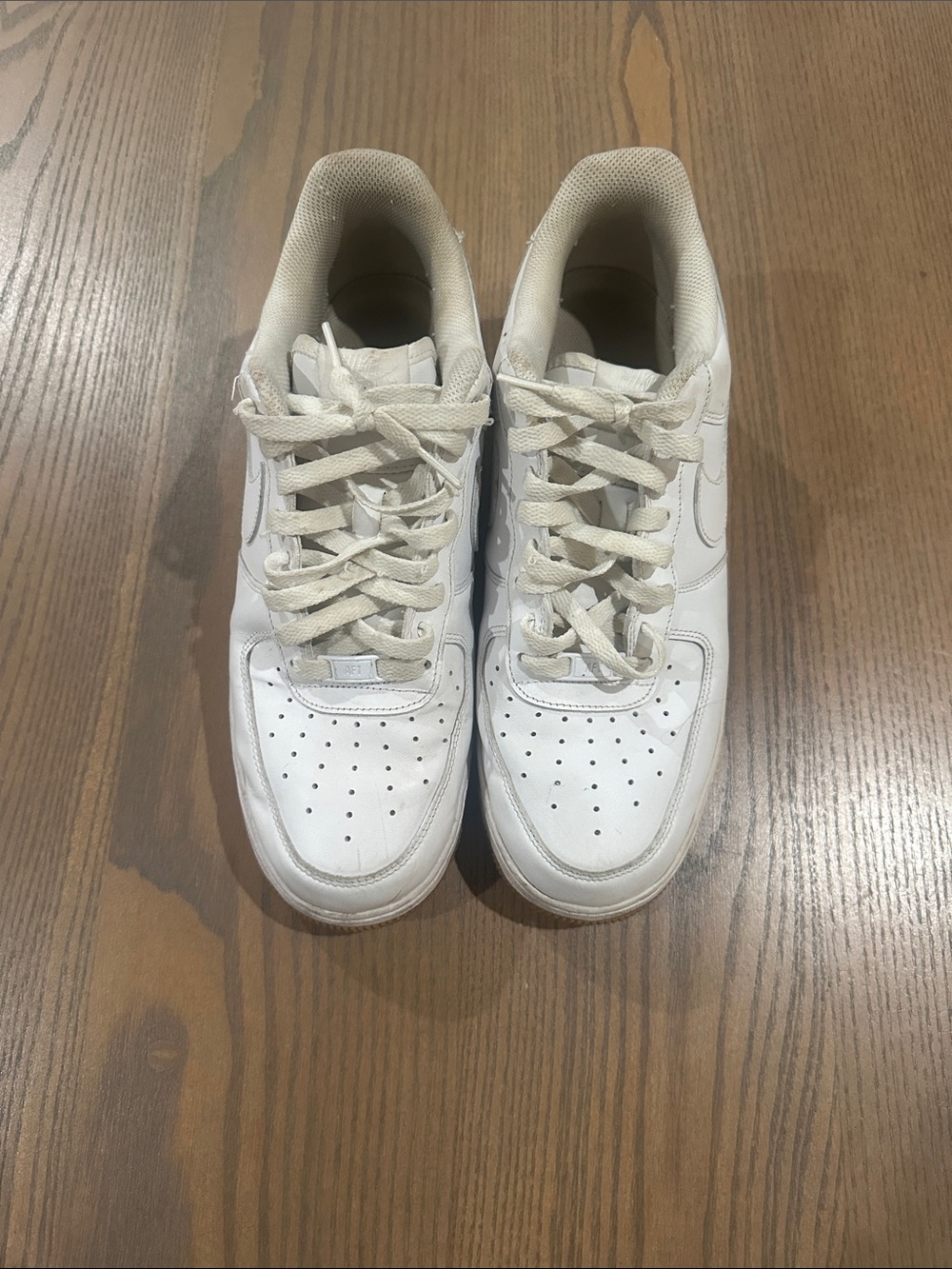Nike Air Force 1 White Leather Sneakers with Gum Sole